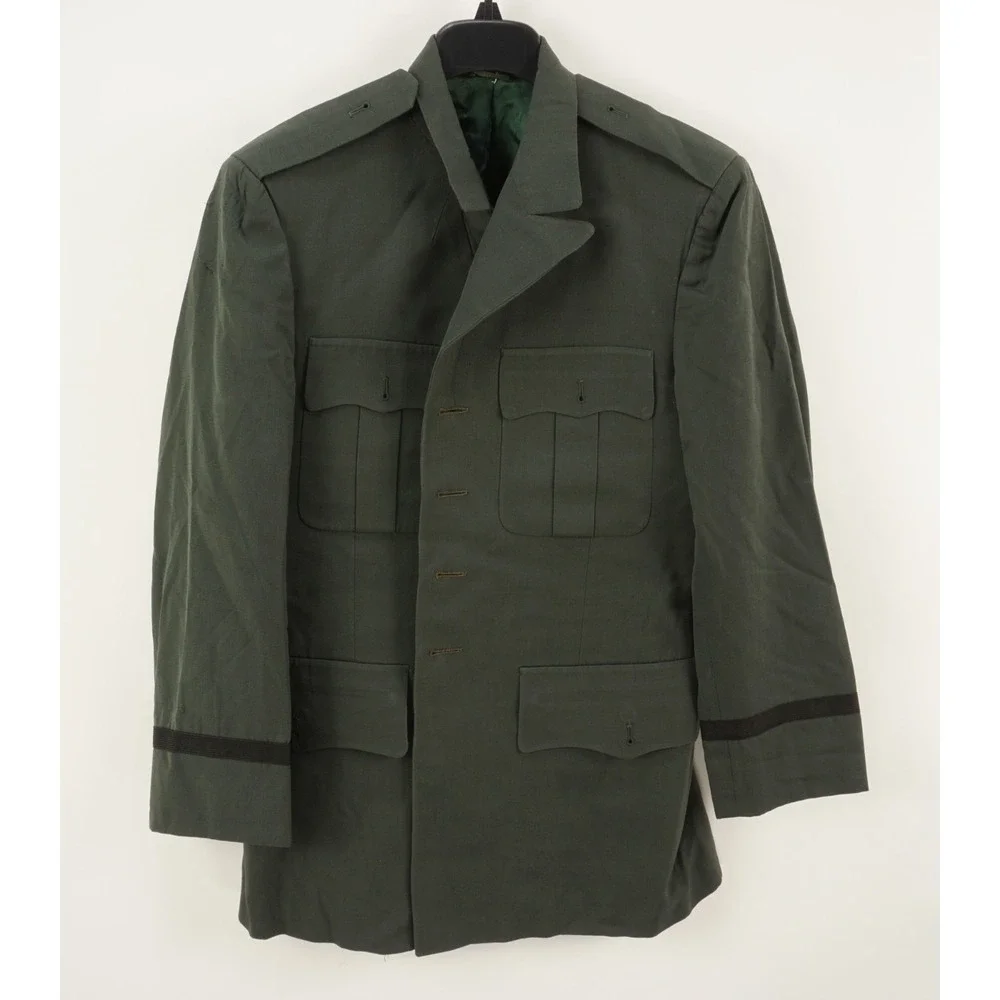 Vintage Naval Sailor‎ Military Coat Green Twill Wool Men's 38R Custom Union Made